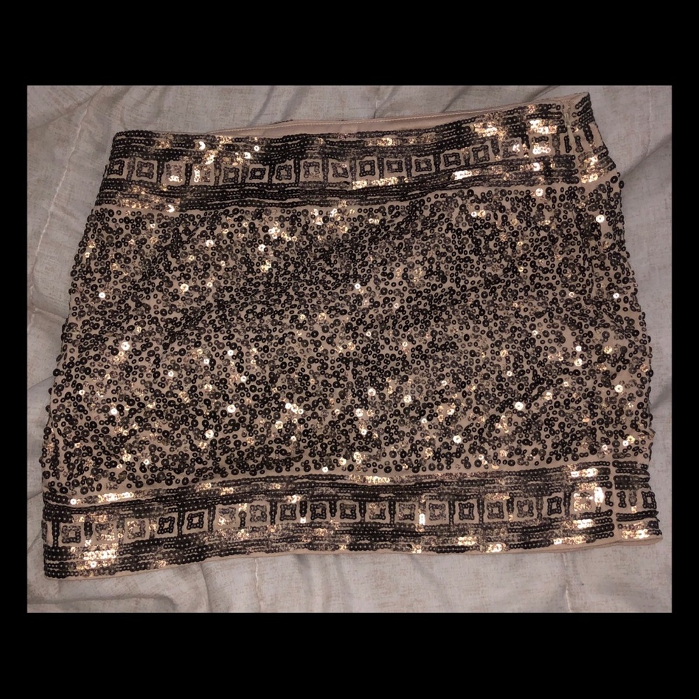 Gold sequin express mini skirt